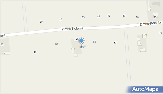 Zimno, Zimno, 86A, mapa Zimno