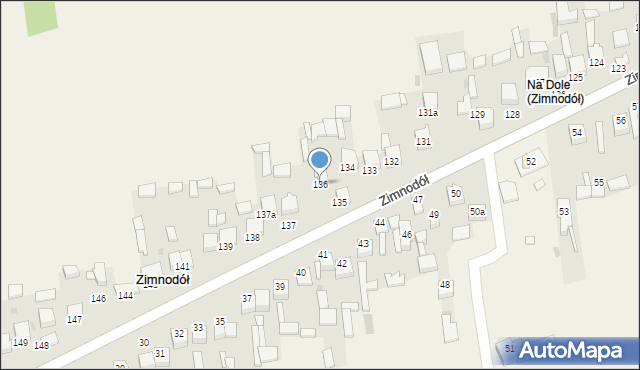 Zimnodół, Zimnodół, 136, mapa Zimnodół