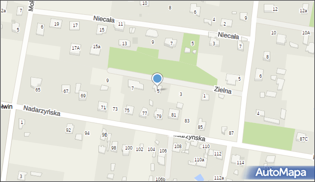 Żółwin, Zielna, 5, mapa Żółwin