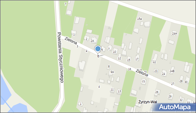 Żyrzyn, Zielona, 6, mapa Żyrzyn