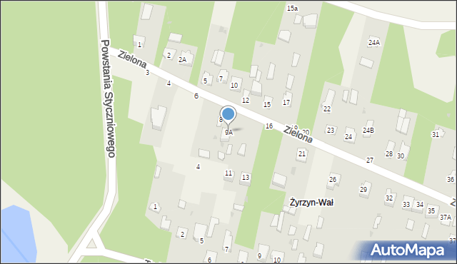 Żyrzyn, Zielona, 9A, mapa Żyrzyn