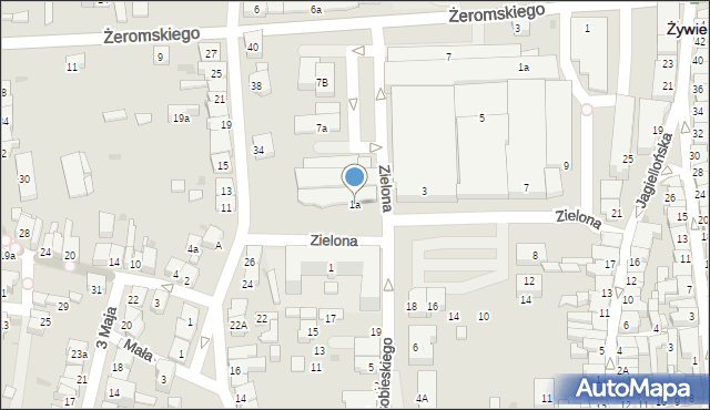 Żywiec, Zielona, 1a, mapa Żywiec