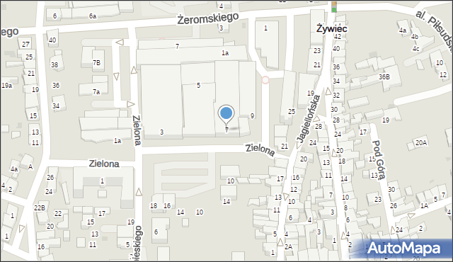 Żywiec, Zielona, 7, mapa Żywiec