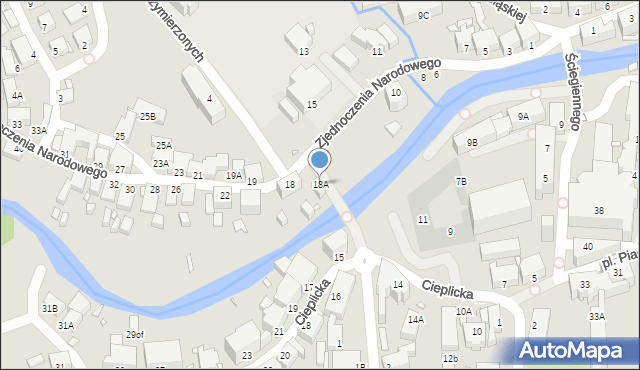 Jelenia Góra, Zjednoczenia Narodowego, 18A, mapa Jelenia Góra