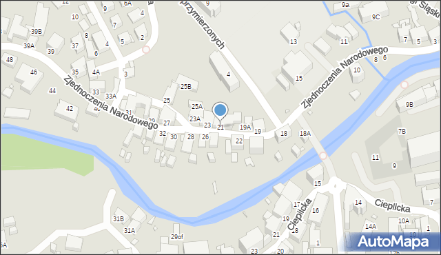 Jelenia Góra, Zjednoczenia Narodowego, 21, mapa Jelenia Góra