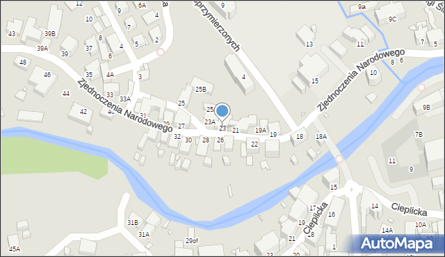 Jelenia Góra, Zjednoczenia Narodowego, 23, mapa Jelenia Góra