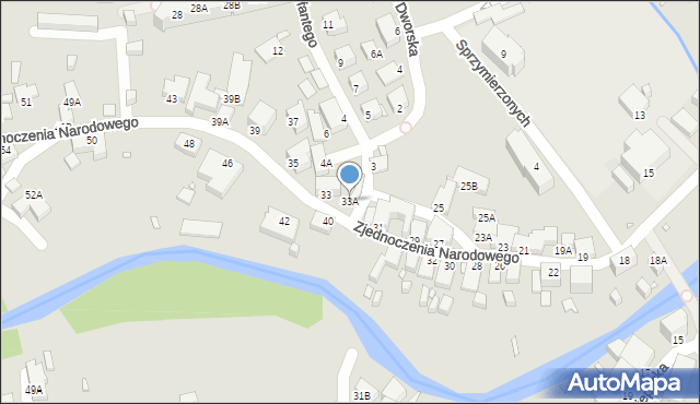 Jelenia Góra, Zjednoczenia Narodowego, 33A, mapa Jelenia Góra