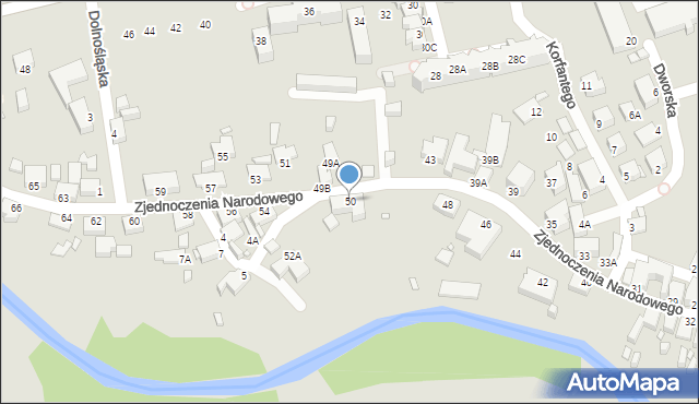 Jelenia Góra, Zjednoczenia Narodowego, 50, mapa Jelenia Góra