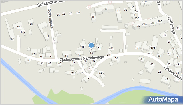 Jelenia Góra, Zjednoczenia Narodowego, 53, mapa Jelenia Góra