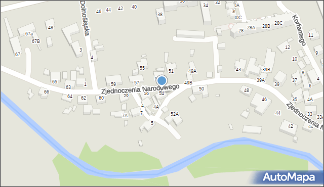Jelenia Góra, Zjednoczenia Narodowego, 54, mapa Jelenia Góra