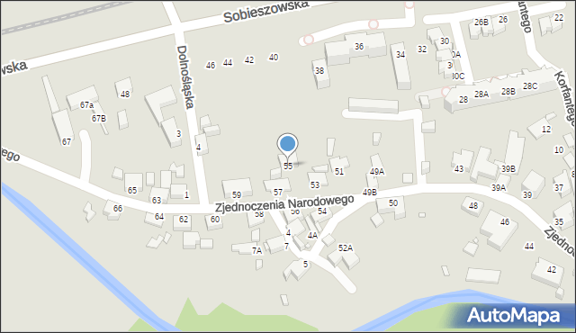 Jelenia Góra, Zjednoczenia Narodowego, 55, mapa Jelenia Góra