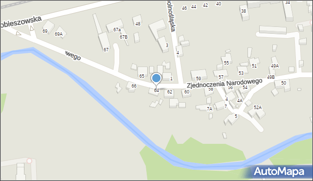 Jelenia Góra, Zjednoczenia Narodowego, 64, mapa Jelenia Góra