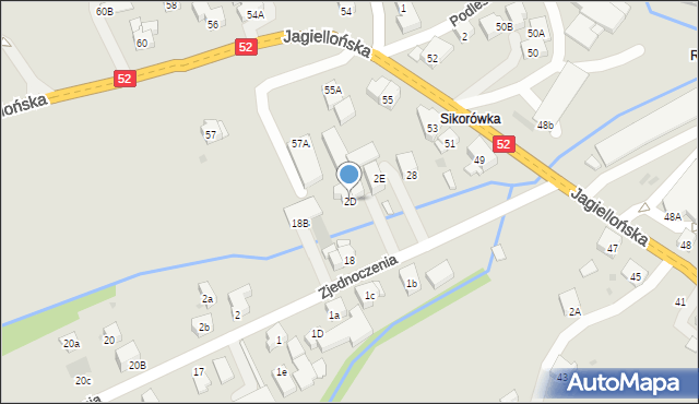 Kalwaria Zebrzydowska, Zjednoczenia, 2D, mapa Kalwaria Zebrzydowska