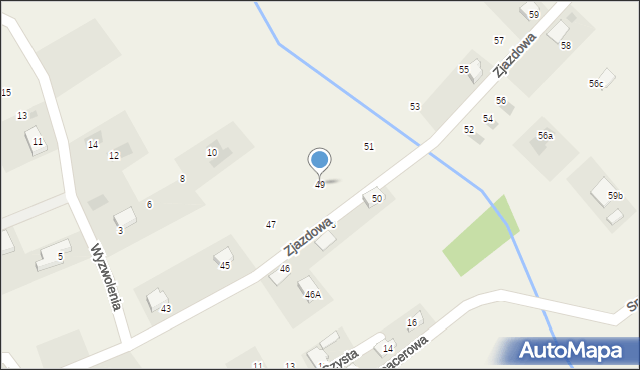 Łodygowice, Zjazdowa, 49, mapa Łodygowice