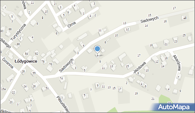 Łodygowice, Zjazdowa, 7, mapa Łodygowice