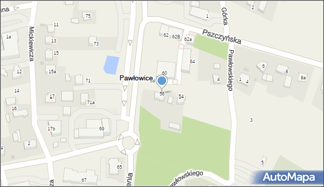 Pawłowice, Zjednoczenia, 56, mapa Pawłowice