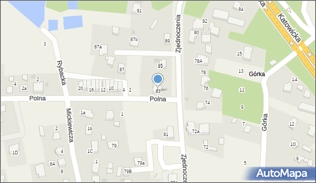 Pawłowice, Zjednoczenia, 83, mapa Pawłowice