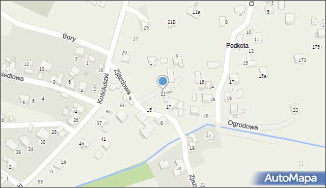 Pietrzykowice, Zjazdowa, 11, mapa Pietrzykowice