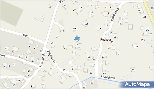 Pietrzykowice, Zjazdowa, 9, mapa Pietrzykowice