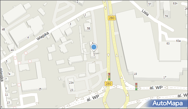 Zielona Góra, Zjednoczenia, 1, mapa Zielona Góra