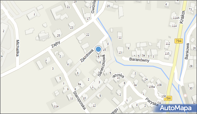 Zielonki, Zjazdowa, 5, mapa Zielonki