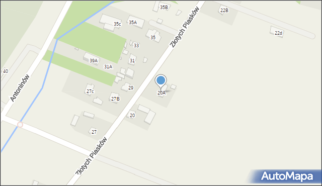 Antoninów, Złotych Piasków, 20A, mapa Antoninów