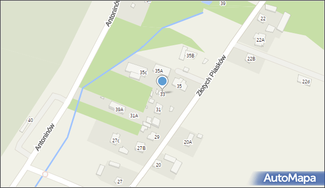 Antoninów, Złotych Piasków, 33, mapa Antoninów