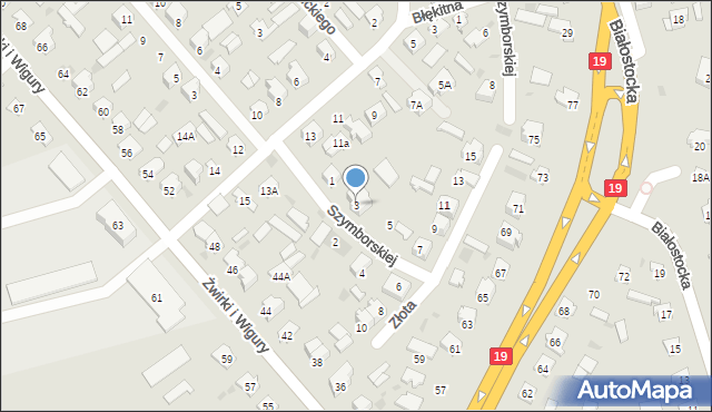 Bielsk Podlaski, Złota, 3, mapa Bielsk Podlaski