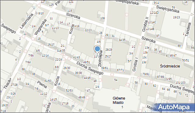 Gdańsk, Złotników, 11/13, mapa Gdańska