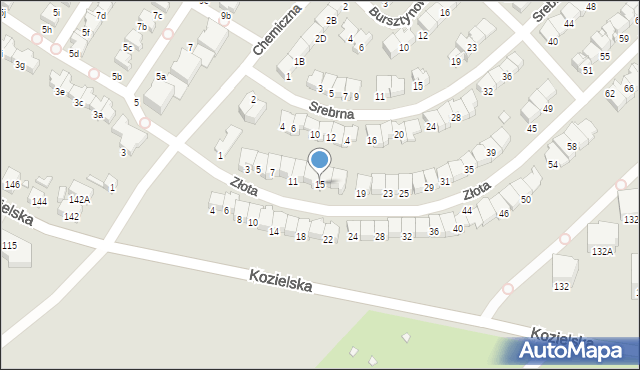 Gliwice, Złota, 15, mapa Gliwic