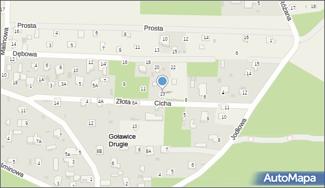 Goławice Drugie, Złota, 13, mapa Goławice Drugie