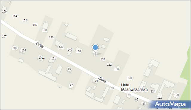 Huta Mazowszańska, Złota, 136, mapa Huta Mazowszańska