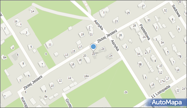 Józefów, Złotej Jesieni, 22, mapa Józefów