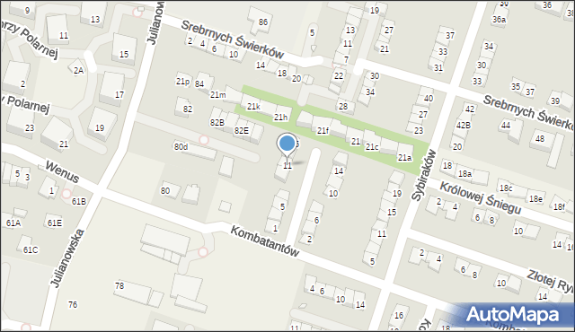 Julianów, Złotej Jabłoni, 11, mapa Julianów
