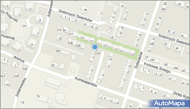 Julianów, Złotej Jabłoni, 13, mapa Julianów