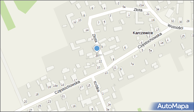 Karczewice, Złota, 20, mapa Karczewice