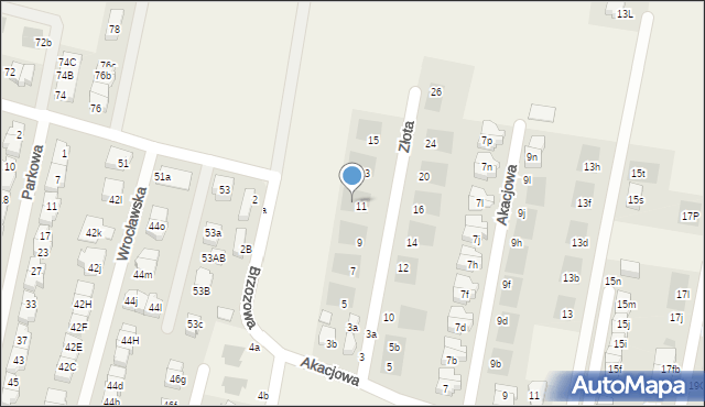 Kiełczów, Złota, 11a, mapa Kiełczów