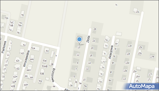 Kiełczów, Złota, 13c, mapa Kiełczów