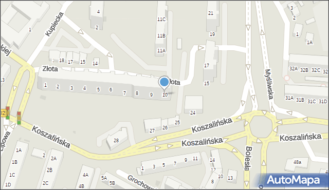 Kołobrzeg, Złota, 10, mapa Kołobrzegu