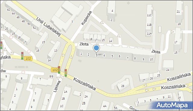 Kołobrzeg, Złota, 3, mapa Kołobrzegu