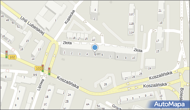 Kołobrzeg, Złota, 5, mapa Kołobrzegu