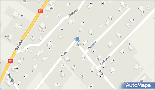 Kozy, Złota, 24, mapa Kozy