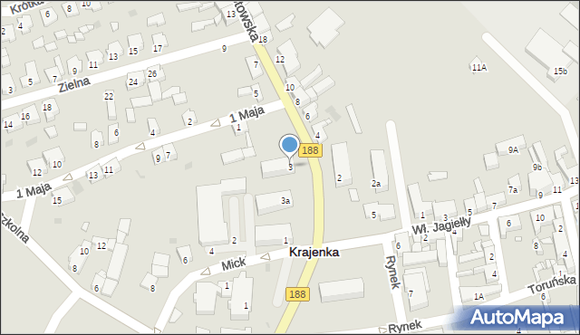 Krajenka, Złotowska, 3, mapa Krajenka