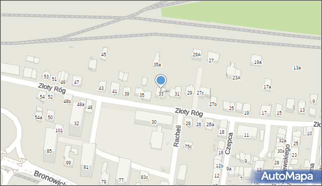 Kraków, Złoty Róg, 33a, mapa Krakowa