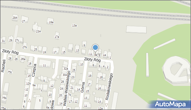 Kraków, Złoty Róg, 3a, mapa Krakowa