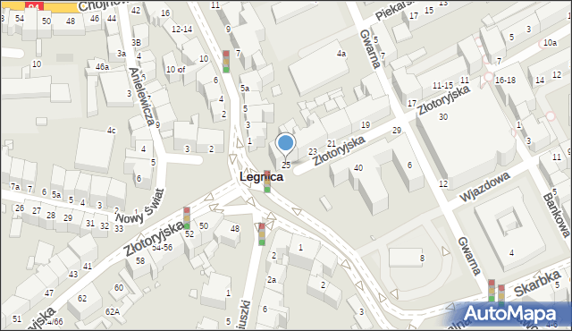 Legnica, Złotoryjska, 25, mapa Legnicy