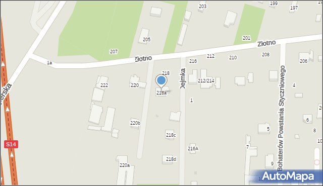 Łódź, Złotno, 218a, mapa Łodzi