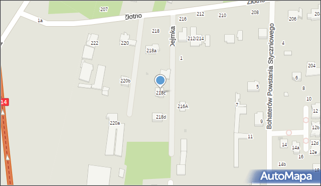 Łódź, Złotno, 218c, mapa Łodzi