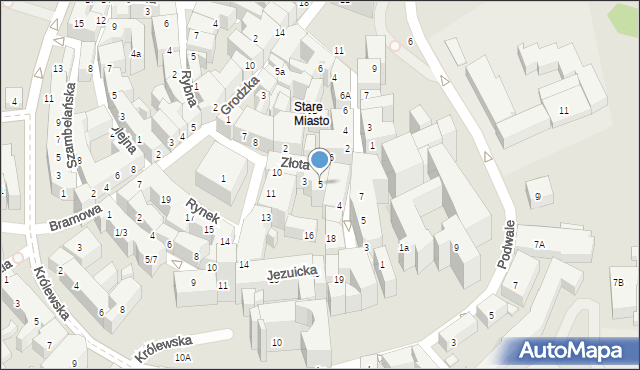 Lublin, Złota, 5, mapa Lublina