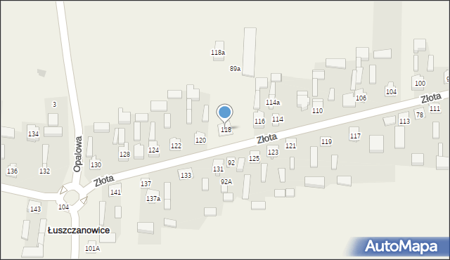 Łuszczanowice, Złota, 118, mapa Łuszczanowice